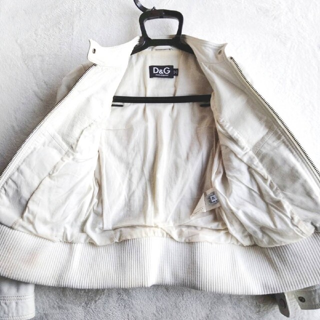 D&G - 正規品 D&G 本革 レザージャケット ライダース 42 ホワイト 白