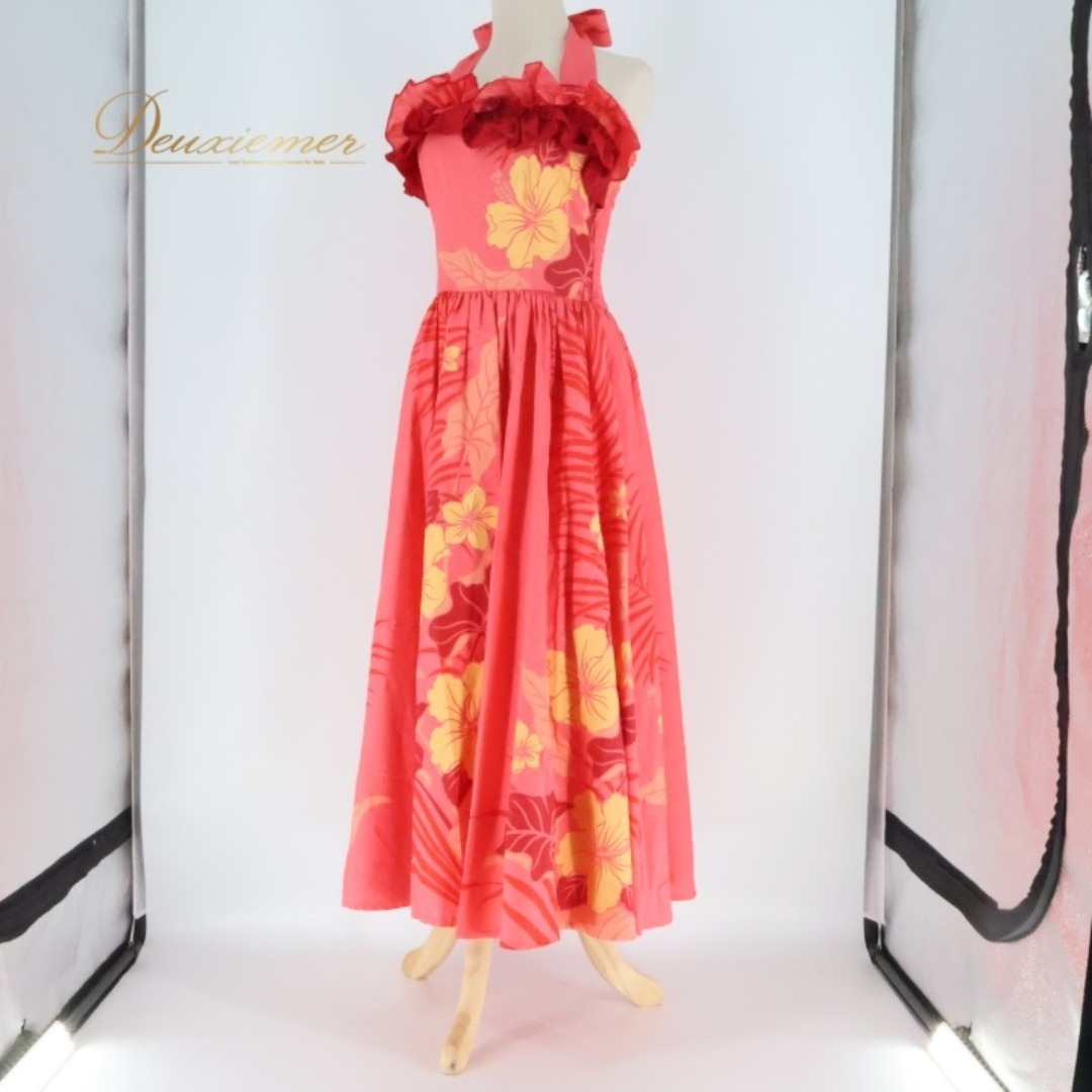 フラダンス 衣装 ワンピース ドレス パンドール レッド系 Paondor