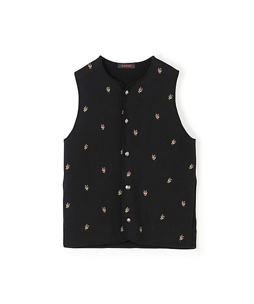 CABaN コットンカシミヤ フラワーエンブロイダリー クルーネック