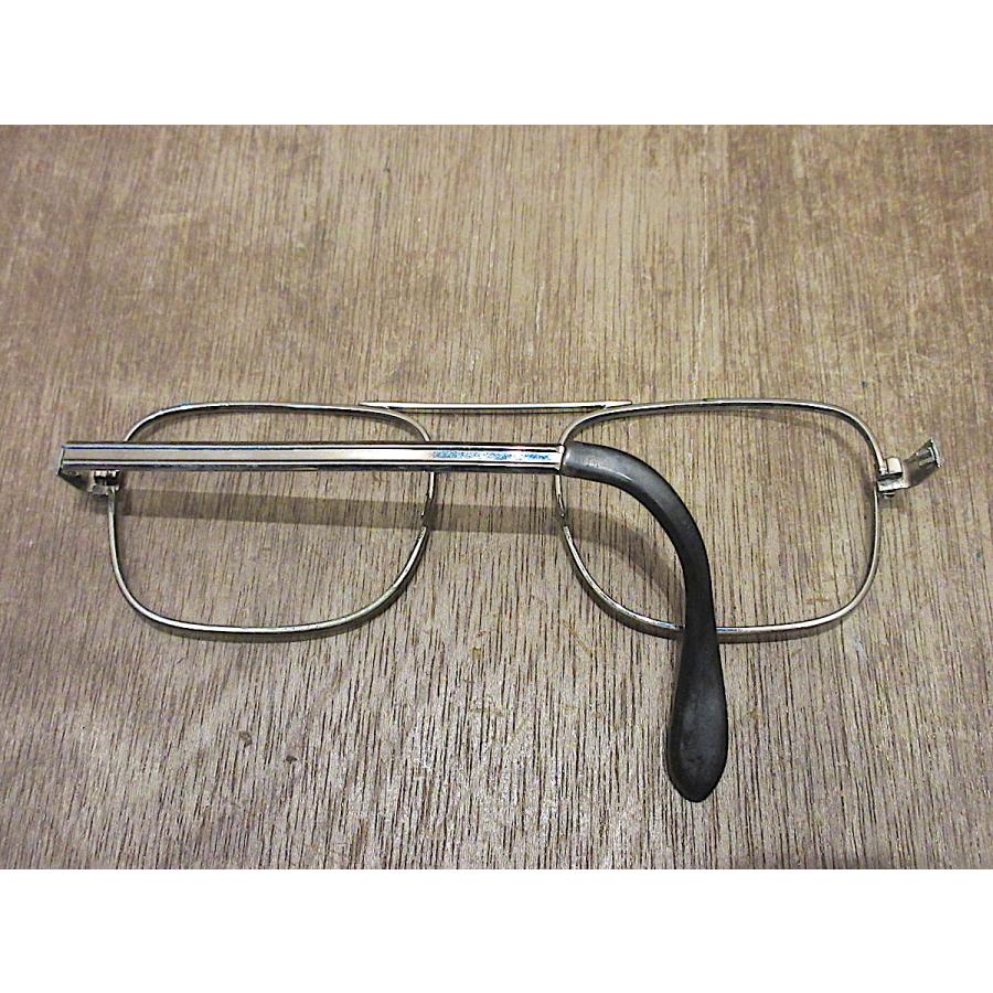 ビンテージ60's○UNIVERSALダブルブリッジスクエア眼鏡シルバー