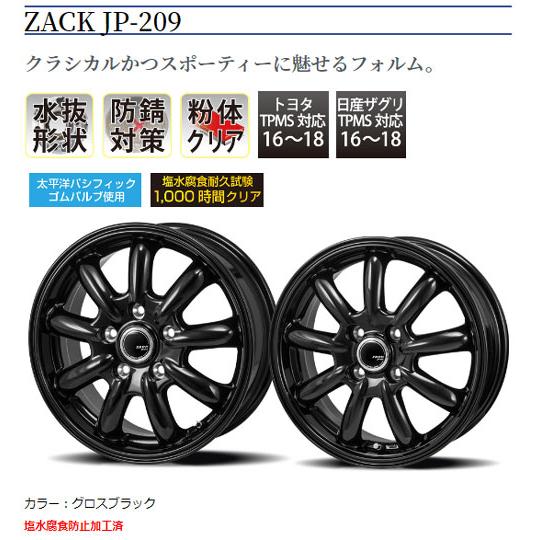 ジャパン三陽 ZACK JP209 グロスブラック 15インチ 5H100 6J+45 4本