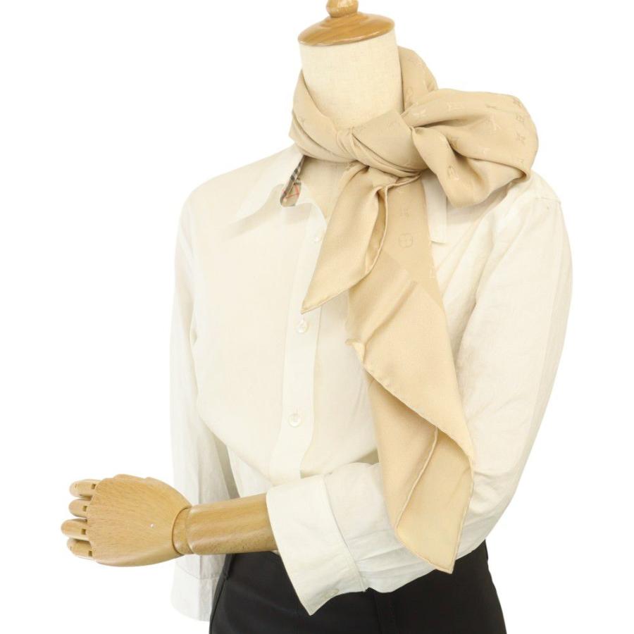 ルイヴィトン モノグラム ストール スカーフ ベージュ シルク混