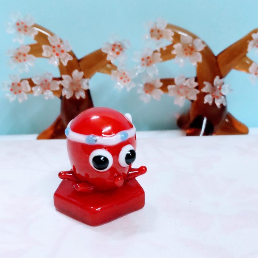 ガラス細工 オクトパス タコ 五角台付 ミニチュア 置物 雑貨 合格