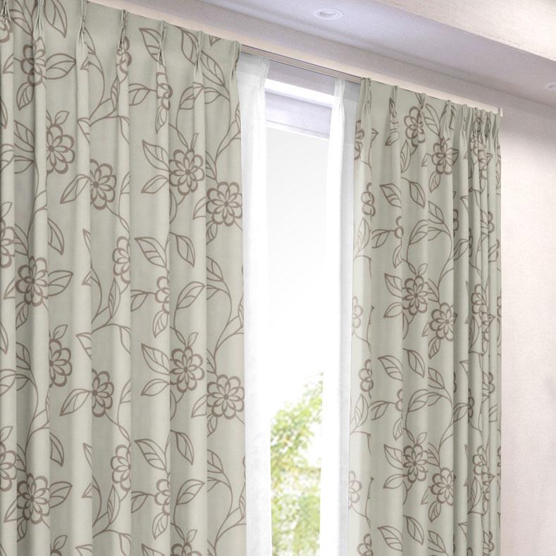 花柄 形状記憶 遮光ドレープカーテン 幅100×丈105/135/178/200/210