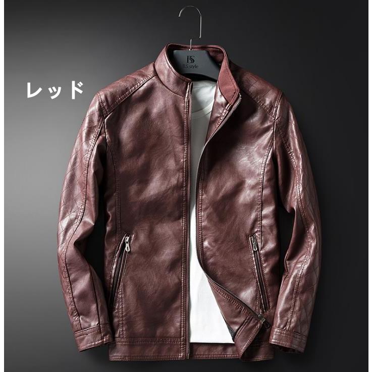 ジャケット ライダース メンズ 本革 シングル ダブル 立ち襟 薄手