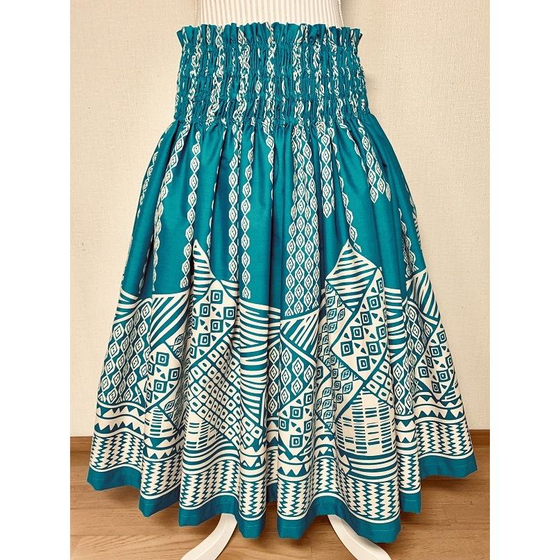 フラダンス パウスカート ティールブルー タパ柄 : Honu Aloha