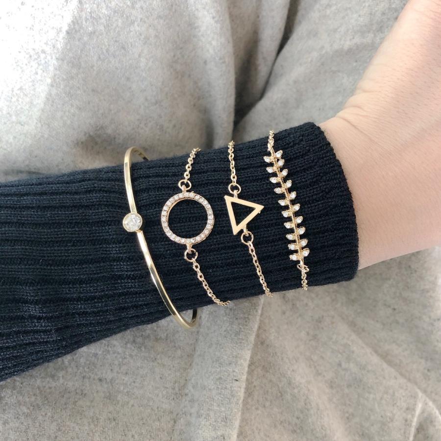 シンプル バングル 4点 5点 セット ゴールド シルバー ブレスレット