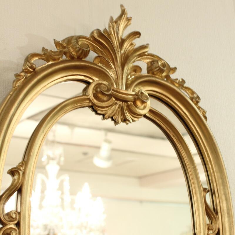 クラシック調フレーム 楕円 大 ウォールミラー ゴールド / イタリア製