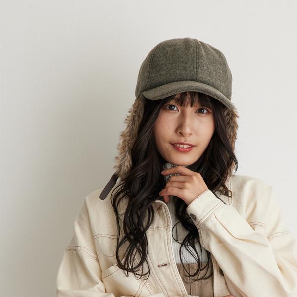 メルトン フライトキャップ 耳当て付き 耳付き 防寒 ファー イヤー