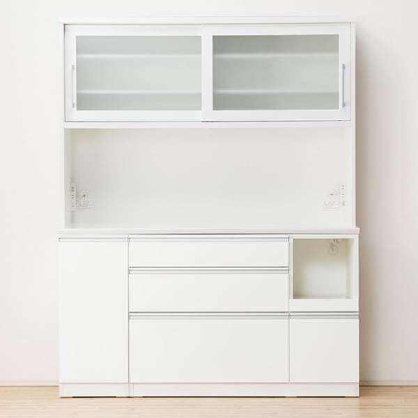 ニトリ（NITORI） 幅150cm 食器棚(レジューム 150TG-S WH/150QL-R WH