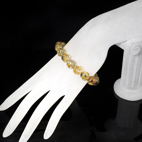 ヘマタイトルチルクォーツ ブレスレット 11mm玉 天然石 パワーストーン