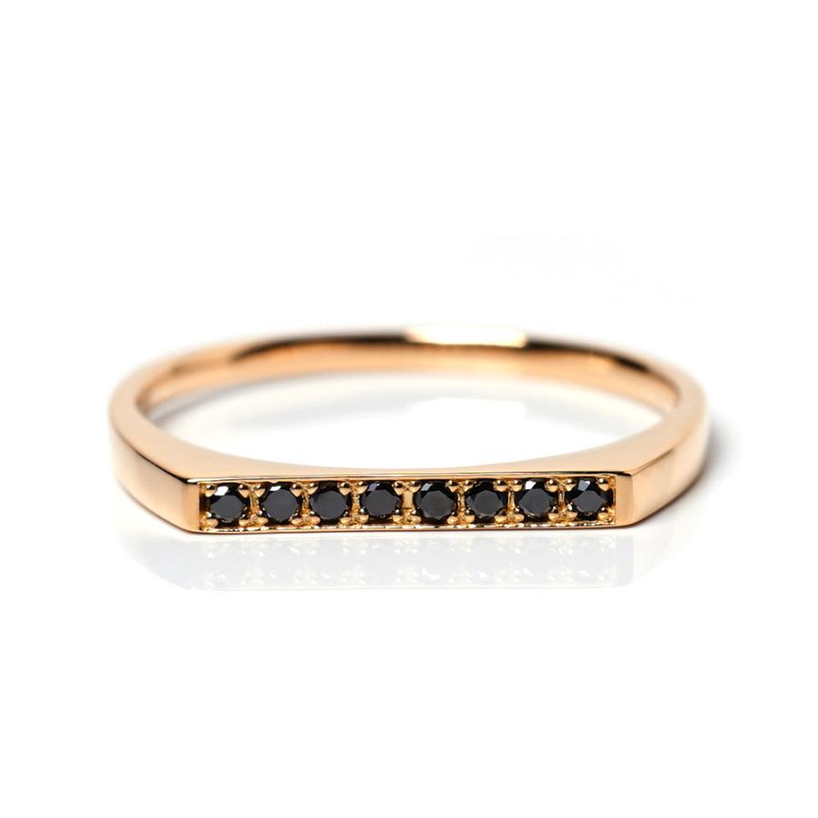 K18 ブラック ダイヤモンド ストレート リング レディース ブラック