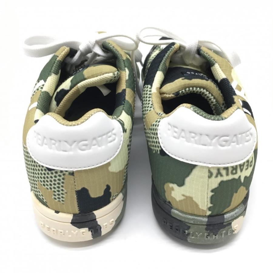 超美品】パーリーゲイツ ゴルフシューズ カーキ×ベージュ カモフラ柄