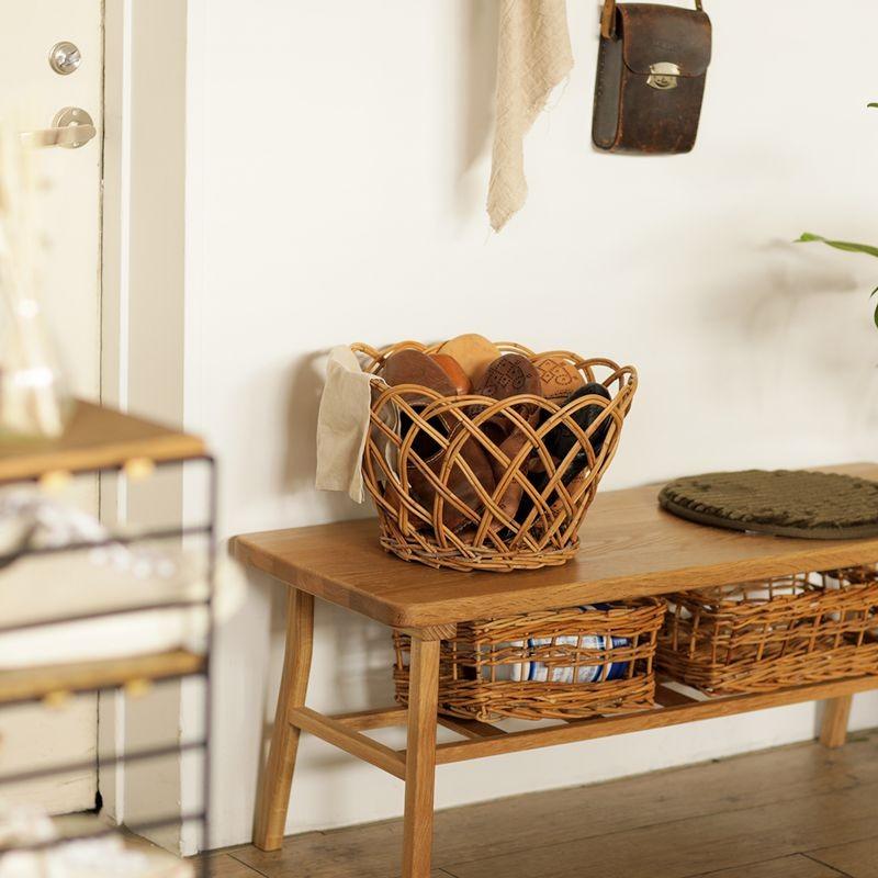 収納 バスケット カゴ かご ラタン 籐 丸バスケット AROROG Lサイズ 籐