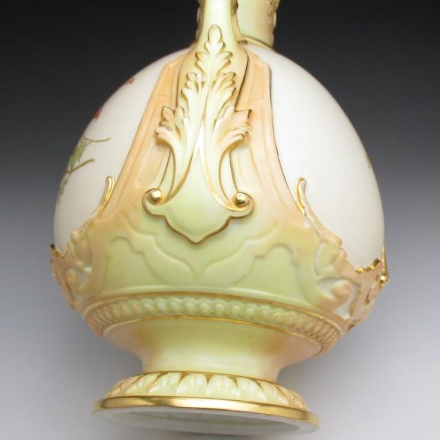 ロイヤルウースター 金彩草花絵 花瓶 26cm アンティーク 1891年