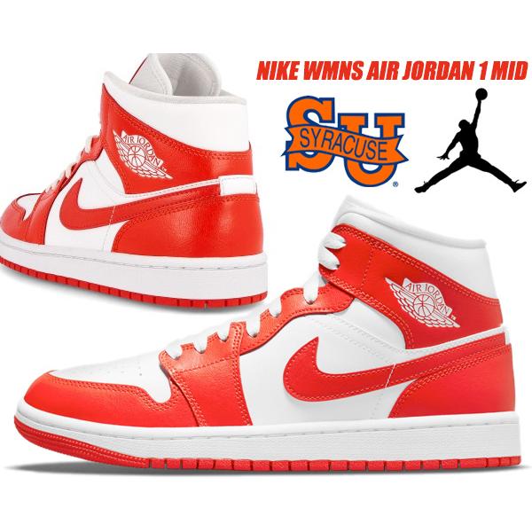 エア ジョーダン 1 NIKE WMNS AIR JORDAN MID SYRACUSE white/habanero