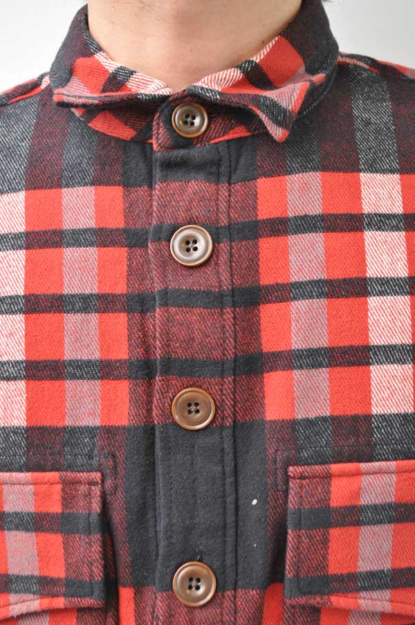 AOZORA ネルチェック プルオーバーシャツ レッド メンズ 人気 通販