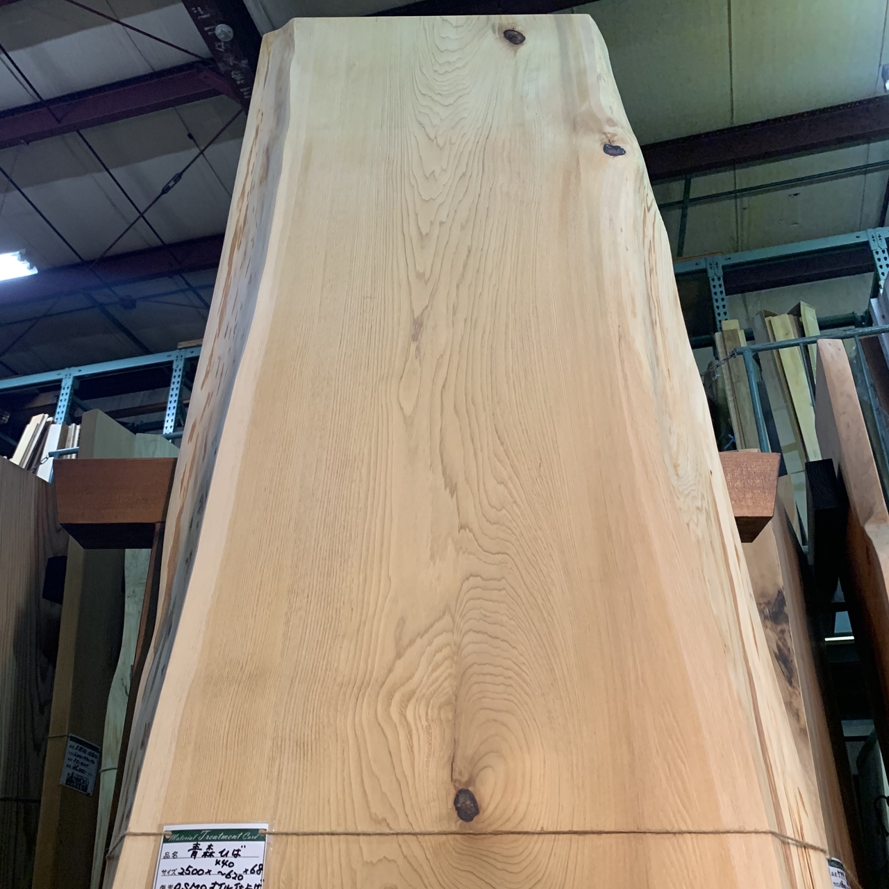 青森ひば一枚板 2500×440~620×68㎜【オイル塗装 仕上げ済み】 | 一枚板