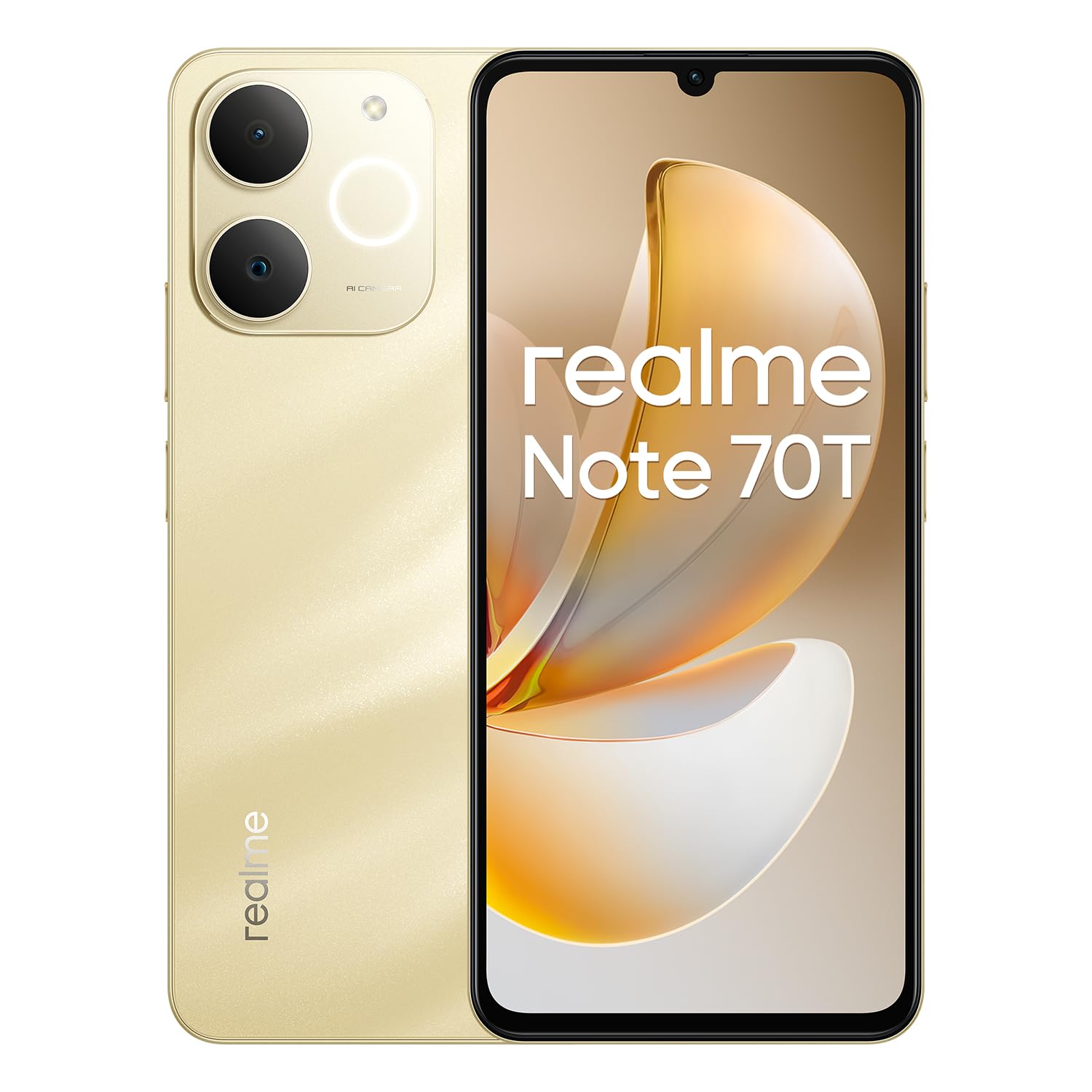 realme Note 70T 4G Smartphone 4+128GB, Gold, 6.75-inch screen