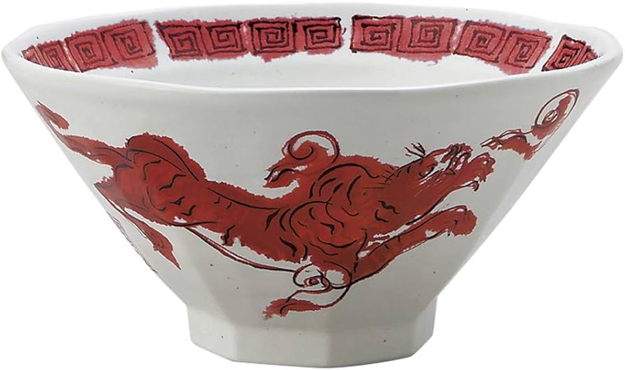 Amazon | 龍柄 龍虎赤 八角 7.0丼 約22cm 白系 中華食器・アジアン食器