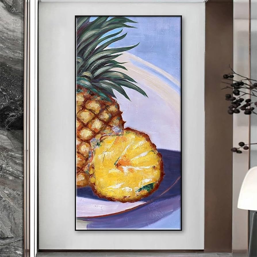 Amazon.co.jp: ヴィンテージパイナップル絵画抽象キャンバス印刷印象派