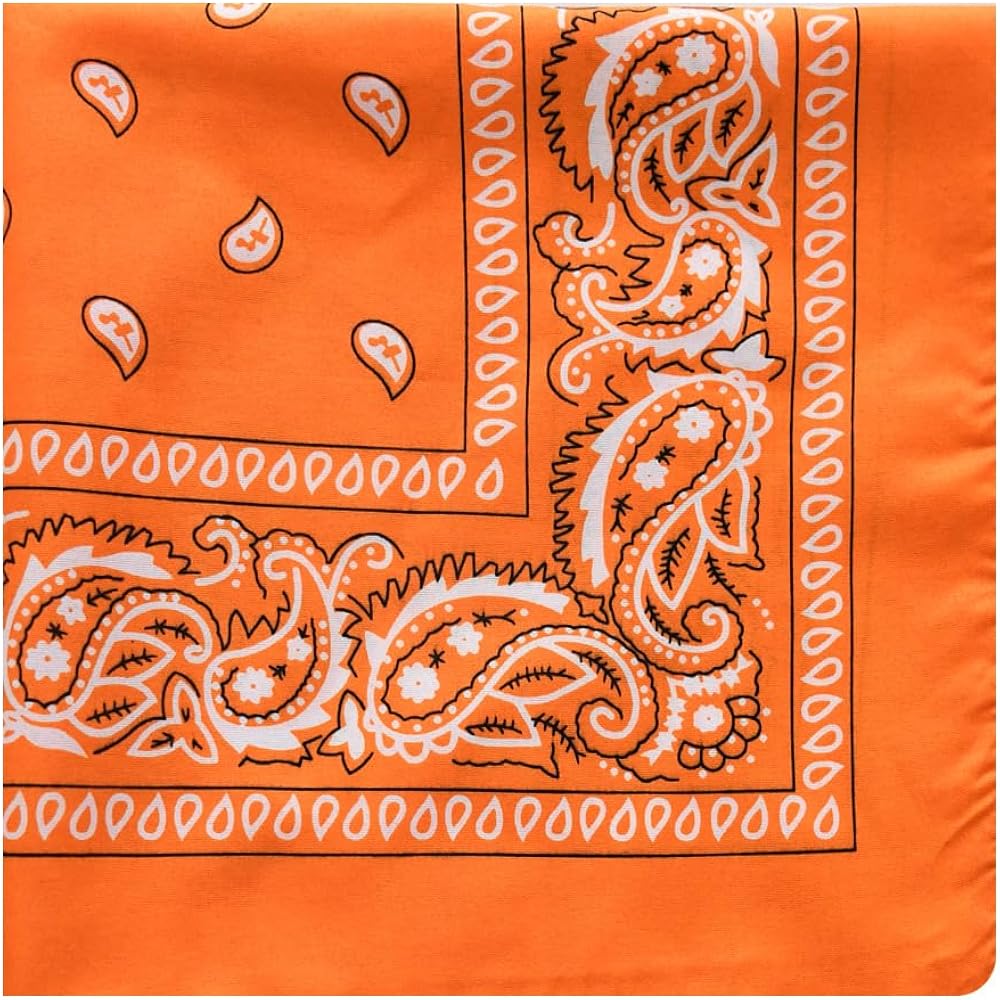 Amazon | Namzi ペイズリーコットンバンダナスクエア22インチ(オレンジ