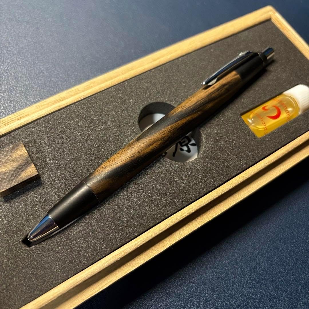 野原工芸 特上黒柿 斑紋金具 純銀色 野原工芸 ボールペン 斑紋着色金具