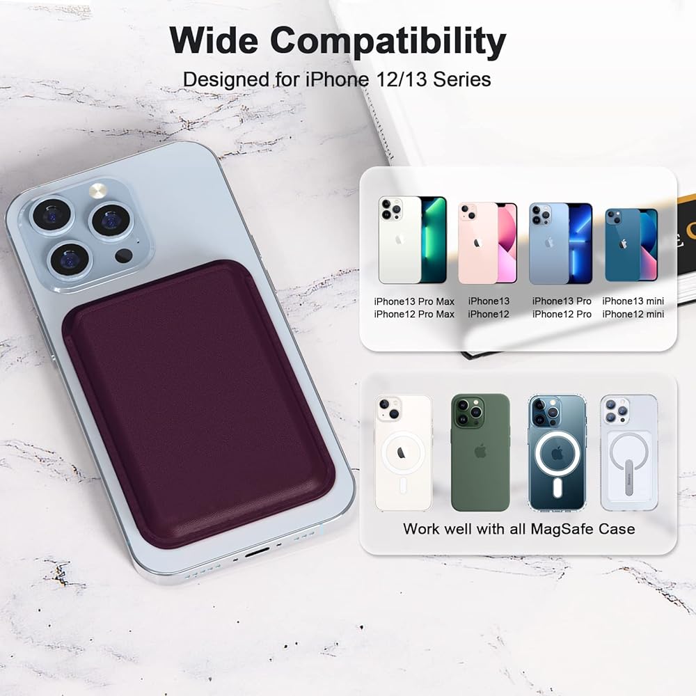 Amazon.co.jp: MagSafe磁気財布カードホルダー iPhoneレザーウォレット