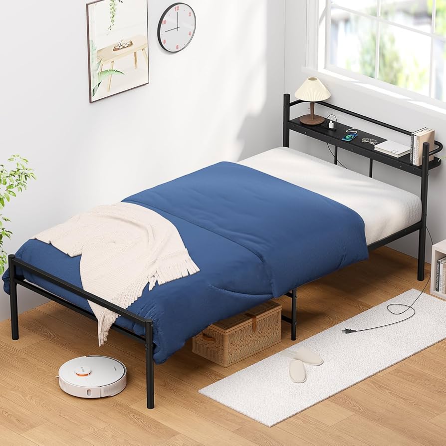 Amazon｜【宮棚・2口コンセント】ベッドフレーム シングルHoldm パイプ