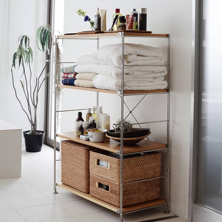 Amazon｜無印良品 ステンレスユニットシェルフ・オーク材棚セット