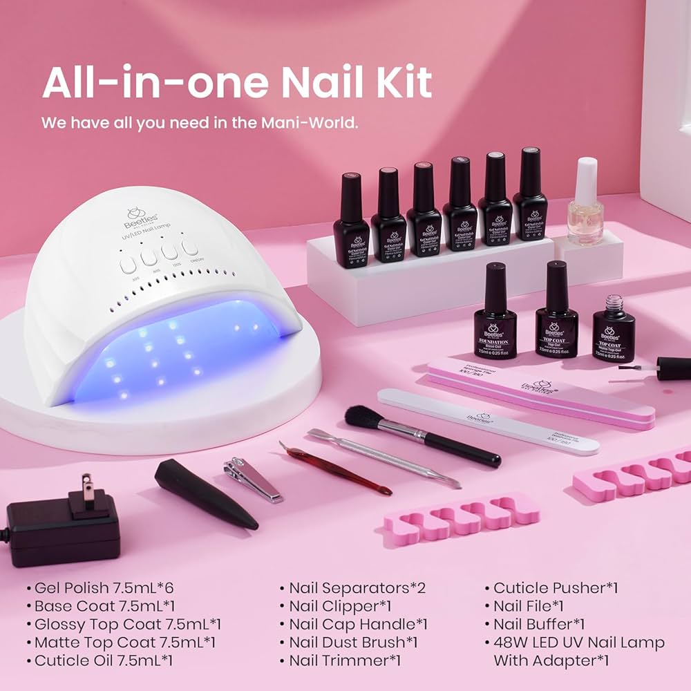 Amazon.com: Beetles Gel Nail Polish Kit with Uv Light - 6 Colors