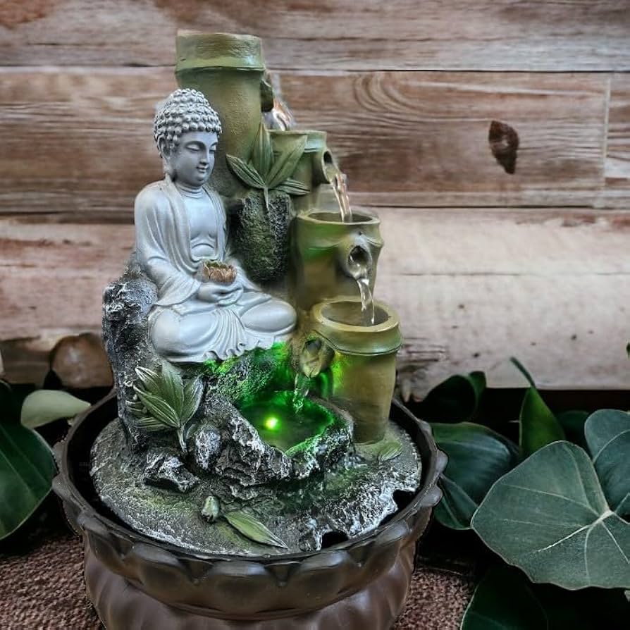 Amazon.co.jp: 流水のオブジェ 縁起物 大仏 AT24006 仏様 座禅 座像