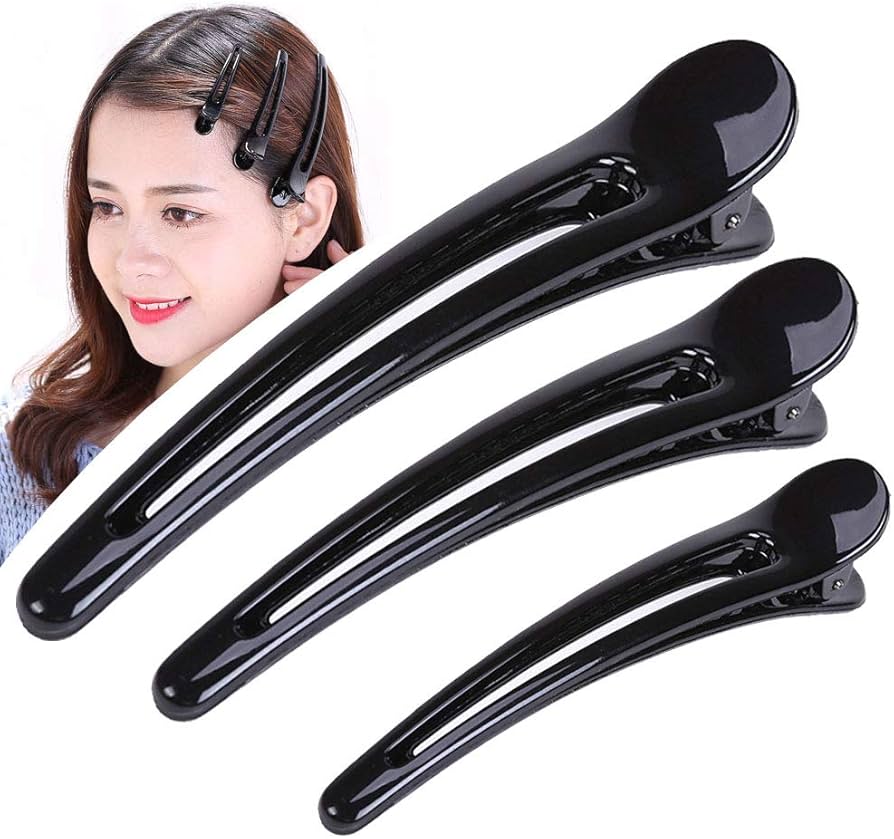 Amazon.co.jp: shefun ダッカール プロ用 lサイズ 大 黒 美容師 業務用