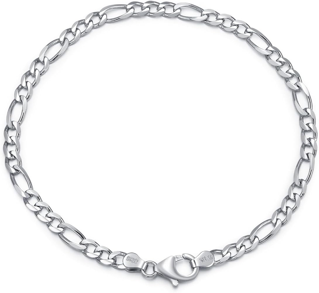 Amazon.com: CEKAMA 925 Sterling Silver Italian 4mm Figaro Link