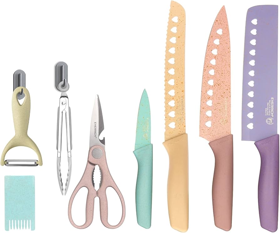 Amazon | Dnifo カラフルナイフセット 8個 ハート型 中空 ノン
