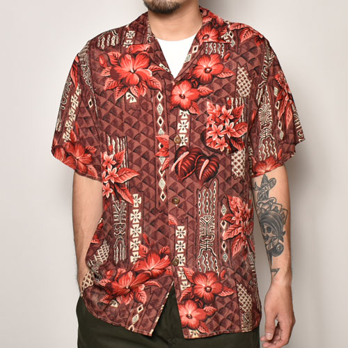 Vintage Aloha Shirts（ヴィンテージアロハシャツ）ブラウン×レッド