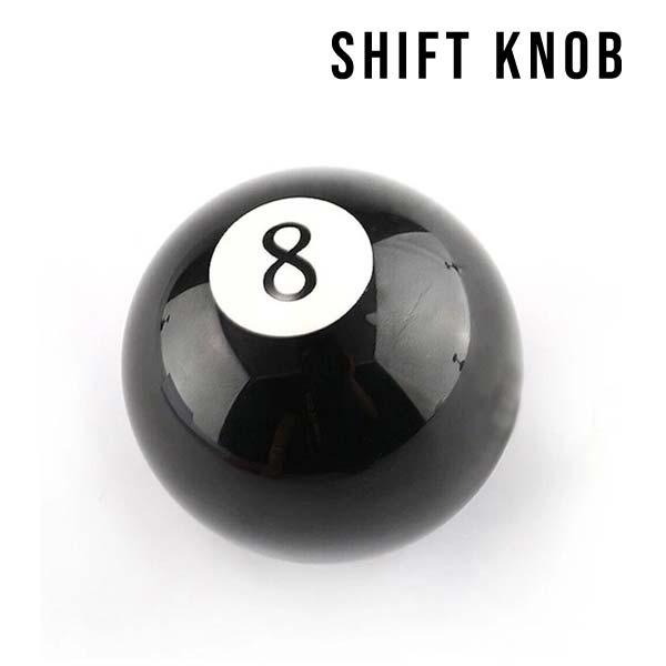 シフトノブ ビリヤード ボール No.8 ブラック 専用アダプター付き