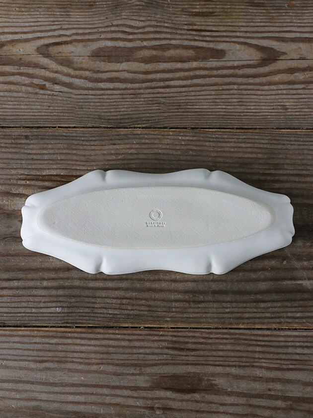 臼杵焼 輪花オーバル長皿29x12cmホワイト