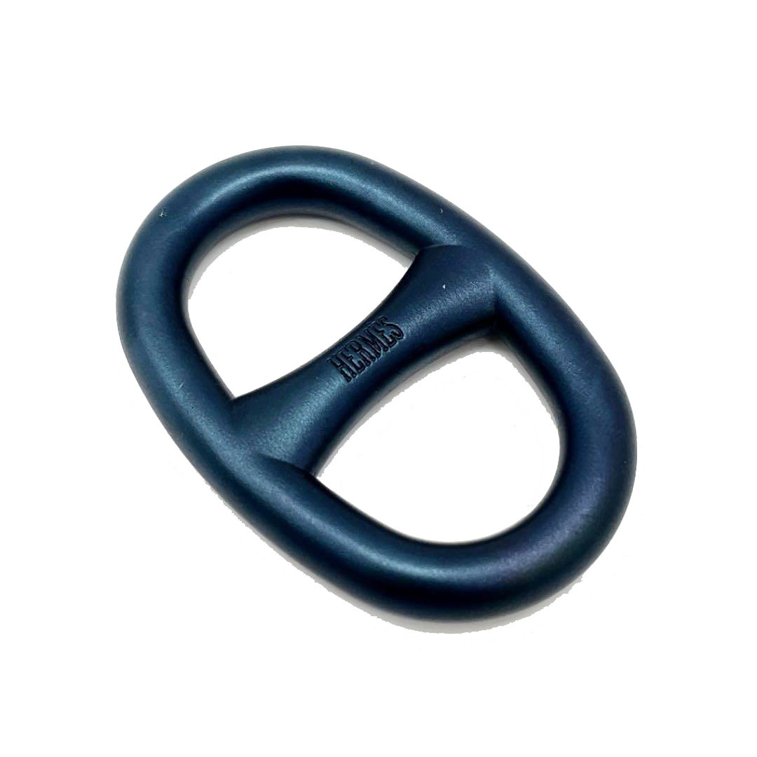 HERMES エルメス スカーフリング シェーヌダンクル メタリックネイビー