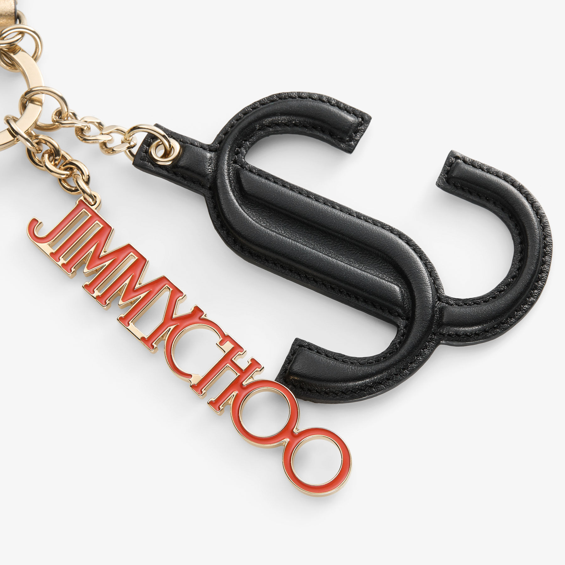 Black & Orange Calf Leather Star Logo | Bag Charm | JIMMY CHOO