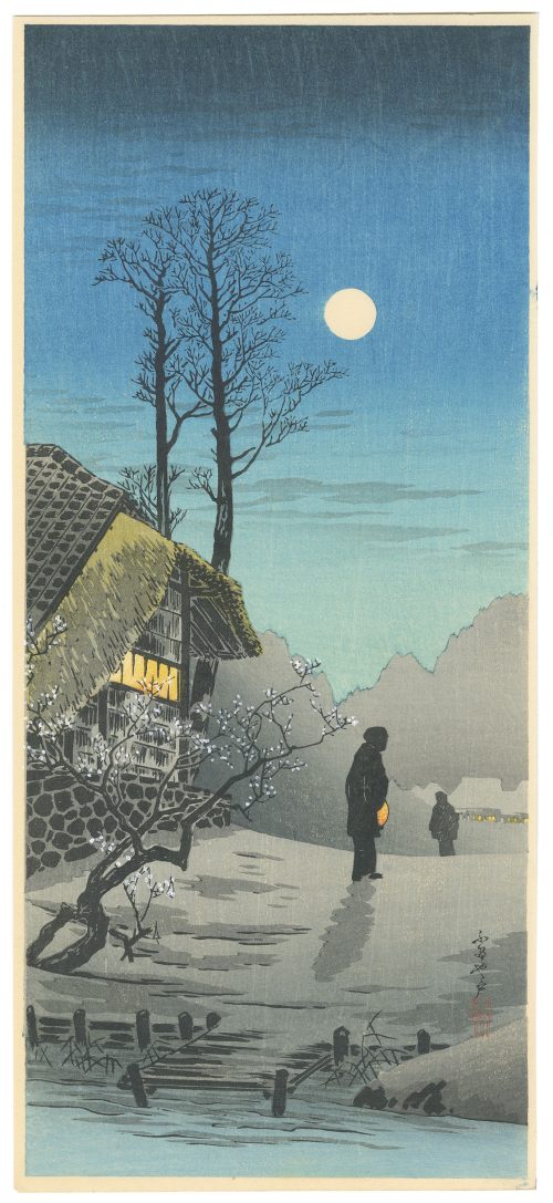SHIN川瀬巴水「冬の月（戸山ヶ原）」 木版画 昭和6 (1931) 年