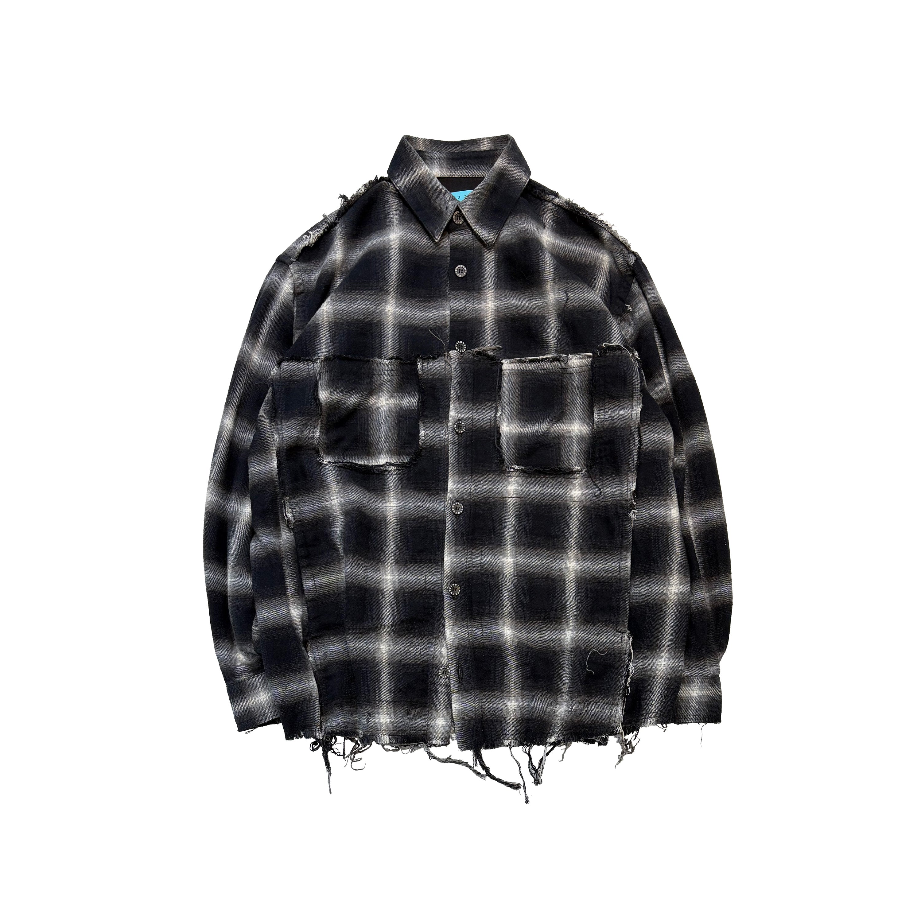 MUZE TURQUOISE LABEL -【CRASHED OMBRE CHECK SHIRT(BLACK)】ミューズ
