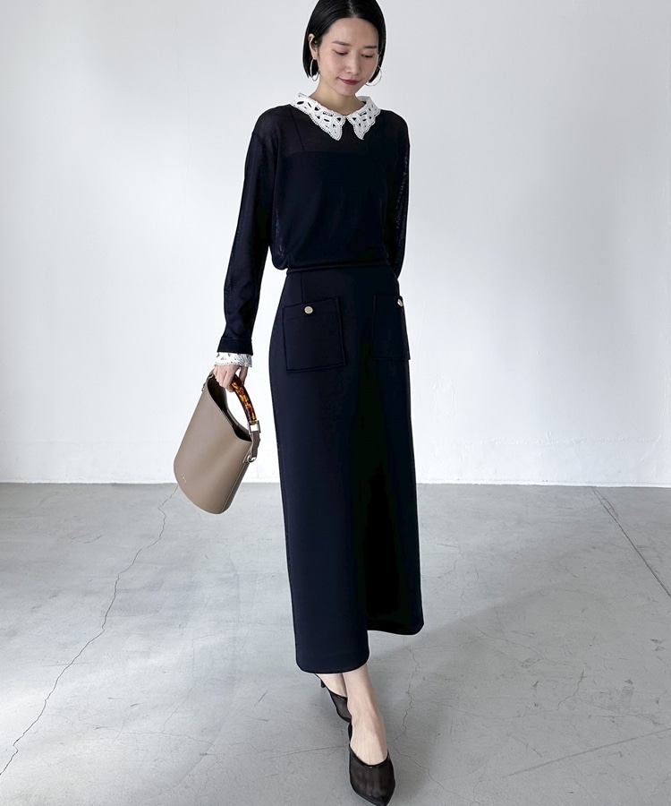 カルゼダンボールタイトスカート(38 NAVY): スカート｜PMbox P&M