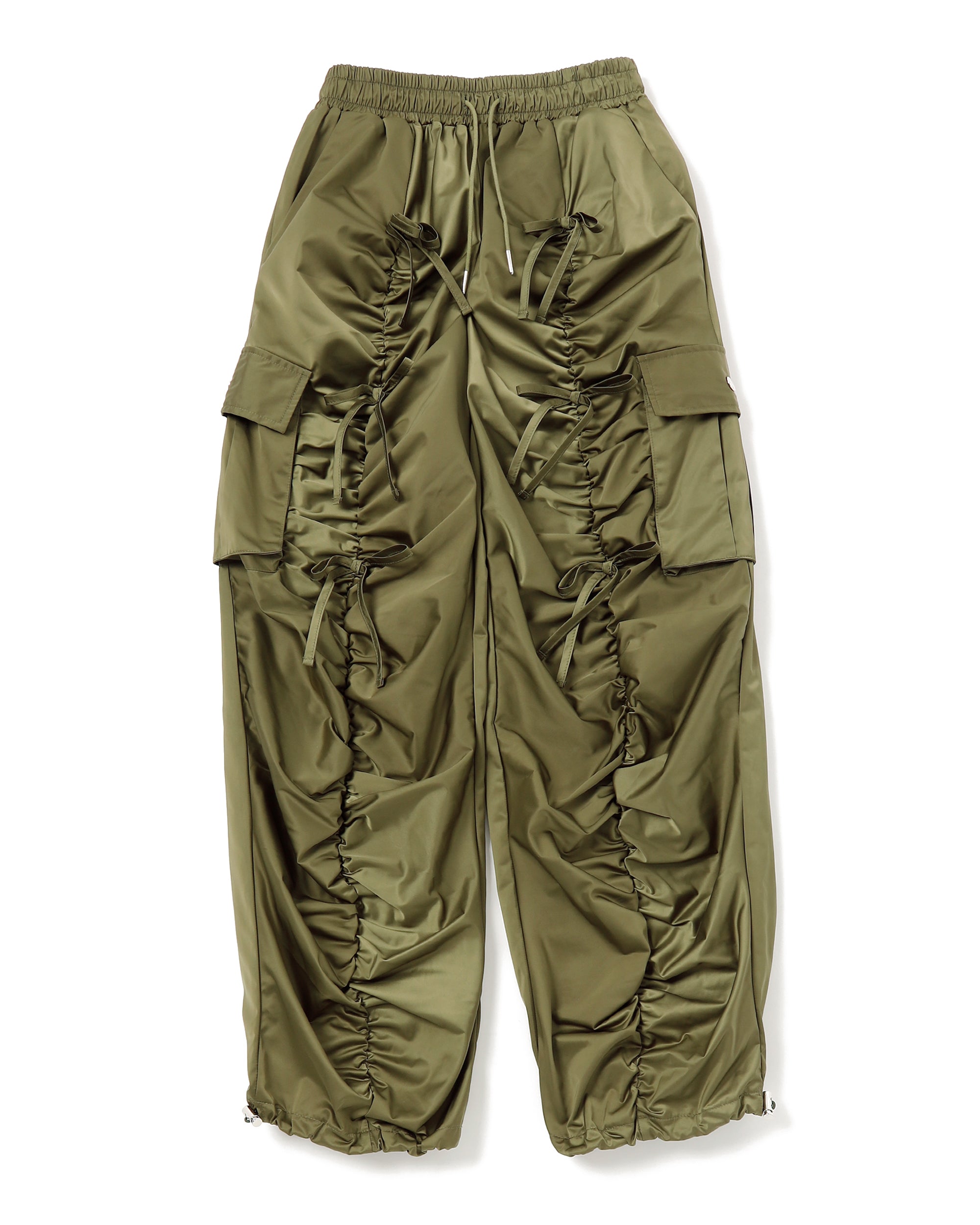 GATHER RIBBON CARGO PANTS（WHITE）