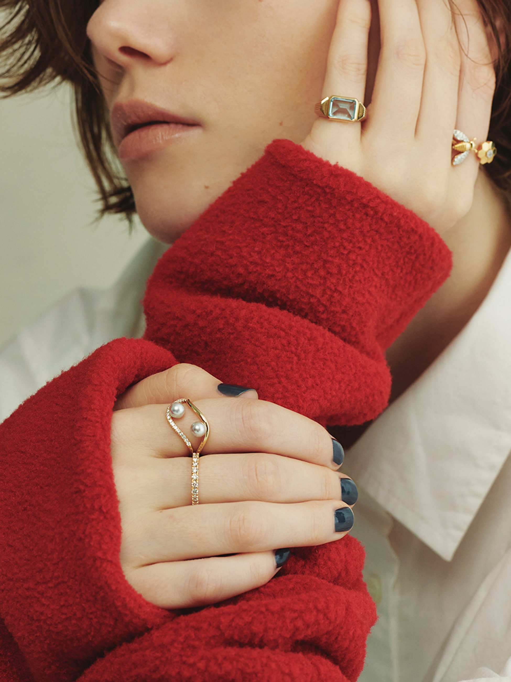 ウェーブ グレーアコヤパール ダイヤモンド リング｜MIZUKI(ミズキ