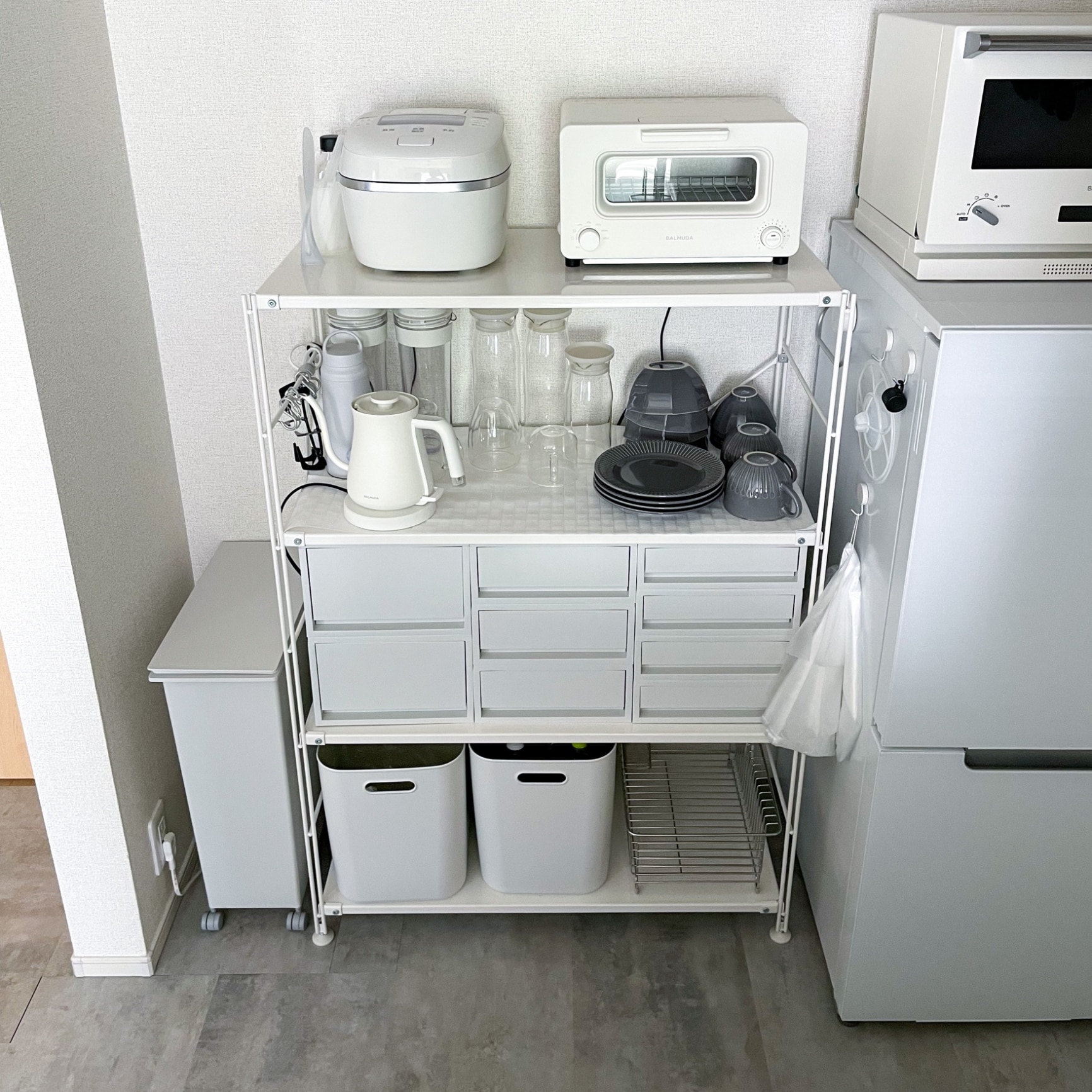 ライトグレー】スチールユニットシェルフ・スチール棚セット・小・幅58