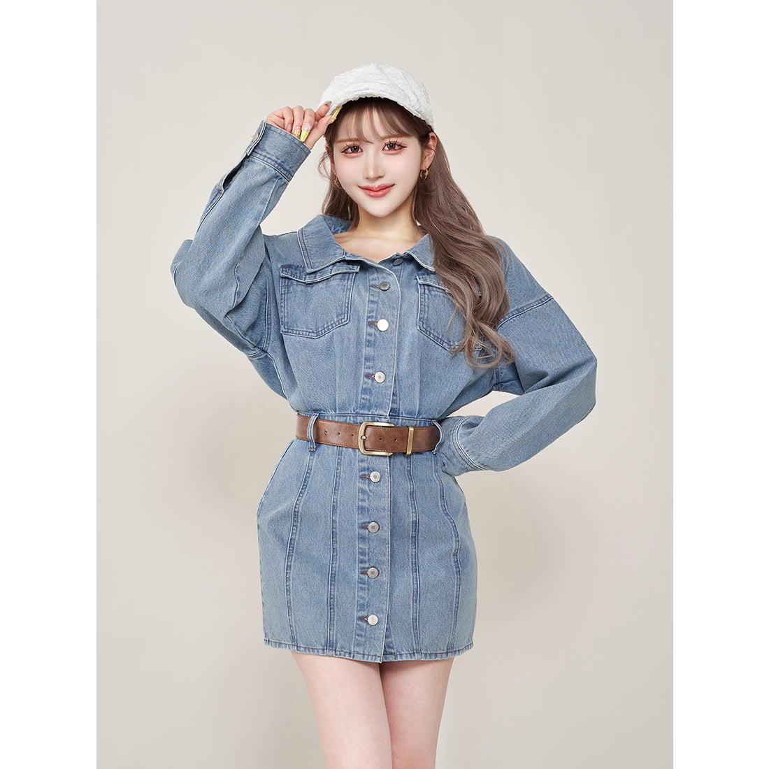 ダーリッチ Darich ボリュームデニムミニワンピース （ブルー