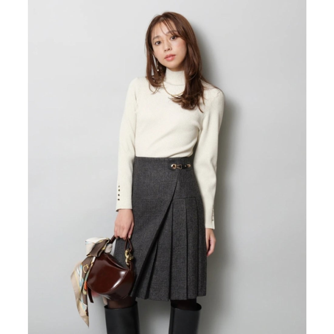 ジャスグリッティー JUSGLITTY サイドプリーツミニスカート （黒