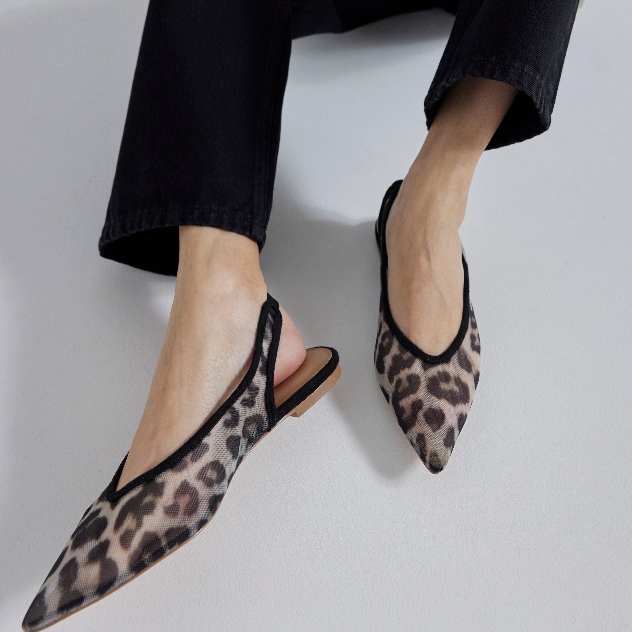 LEOPARD TULLEバックストラップミュール