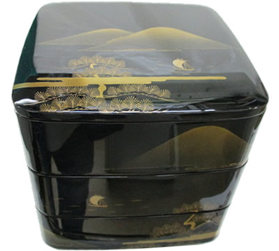 楽天市場】輪島塗 5.5寸3段重 溜内赤 松笠沈金 2〜3人用 迎春 お正月